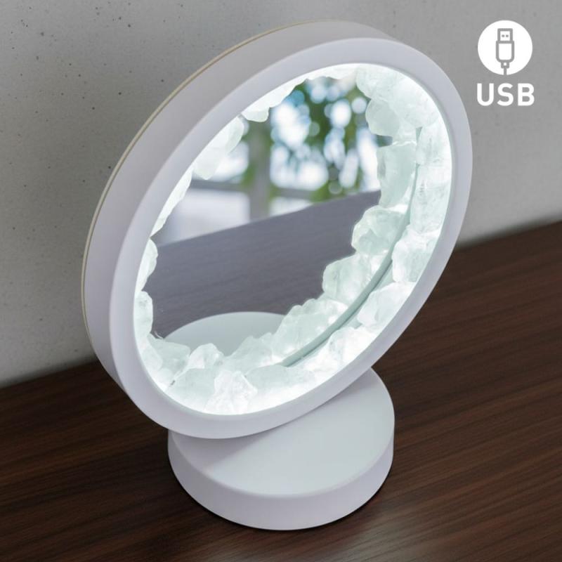 Lámpara de mesa con espejo Cristal de Roca. USB LED (1 color)