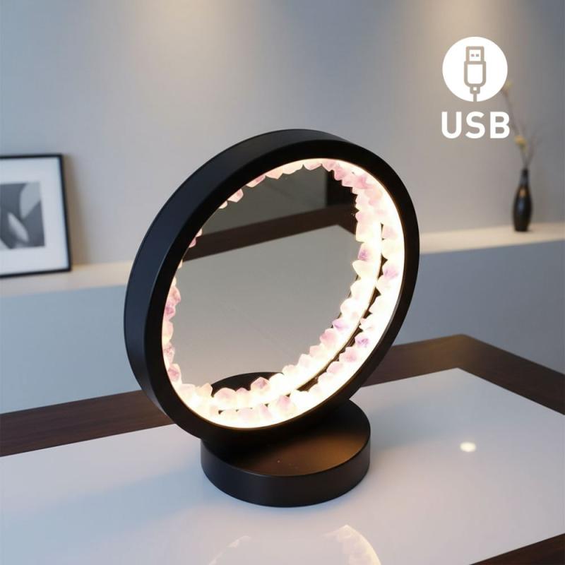 Lámpara de mesa con espejo Amatista. USB LED (1 color)