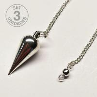 Péndulo Metálico Plateado. Set 3 Un.