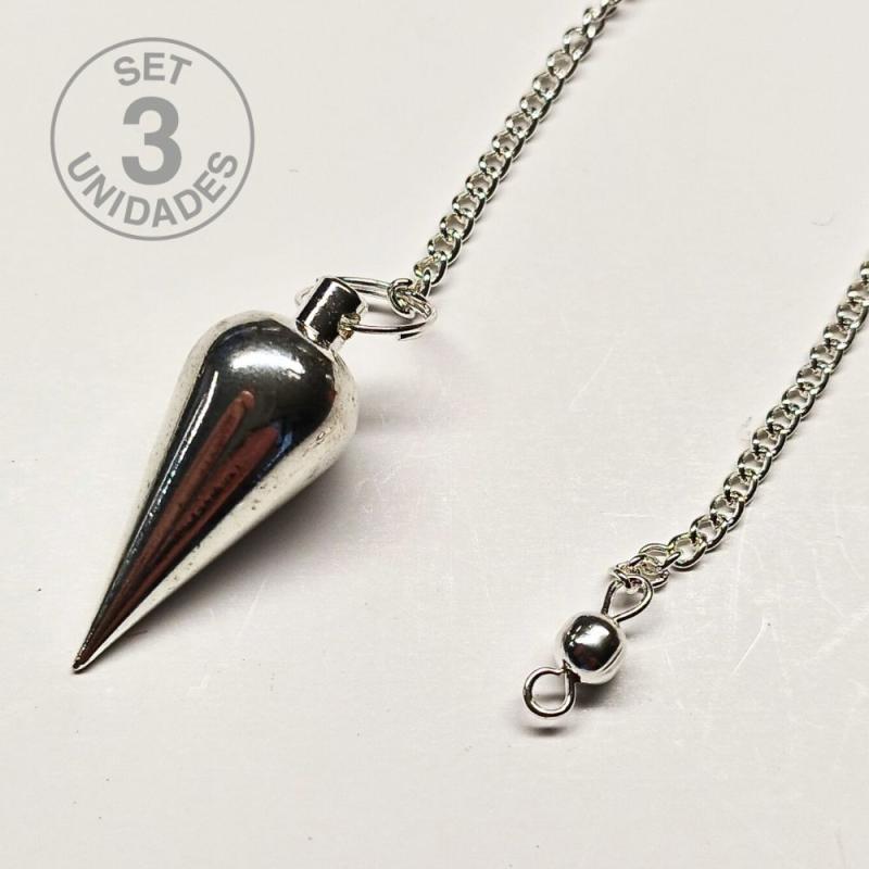 Péndulo Metálico Plateado. Set 3 Un.