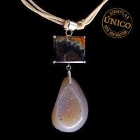 Colgante Calcedonia y Ágata (engarces plata).