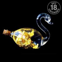 Cisne Vidrio Soplado Oro. Set 18 un.
