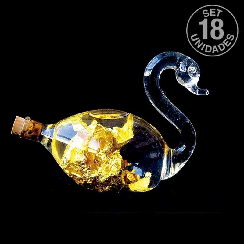 Cisne Vidrio Soplado Oro. Set 18 un.