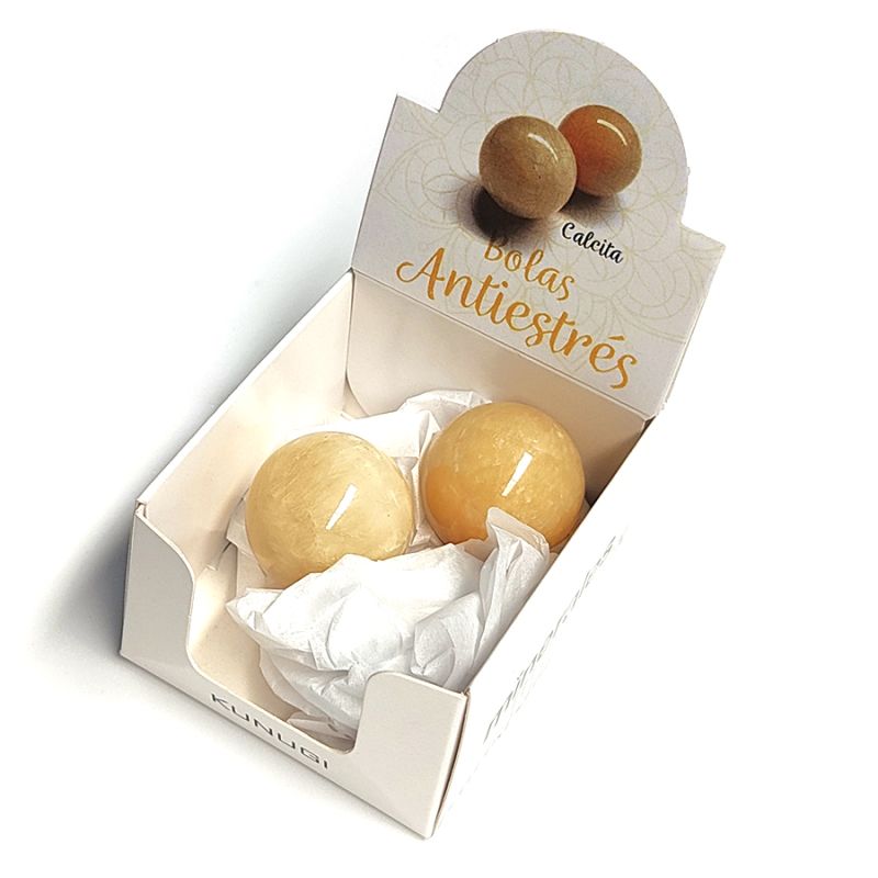Cajita Bolas Antiestrés Calcita Naranja