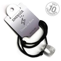 Colgante Rodado Cristal de Roca con cordón. Set 10 Un.