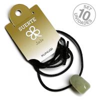 Colgante Rodado Jade Verde con cordón. Set 10 Un.