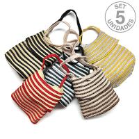 Bolsos Rafia rayas (Set 5 uni)