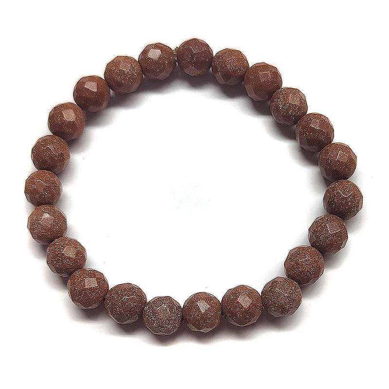 Pulsera Facetada de Aventurina Dorada (bola 8mm)
