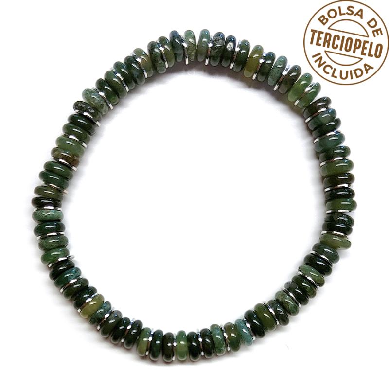 Men Moss Agate Bracelet (6mm).