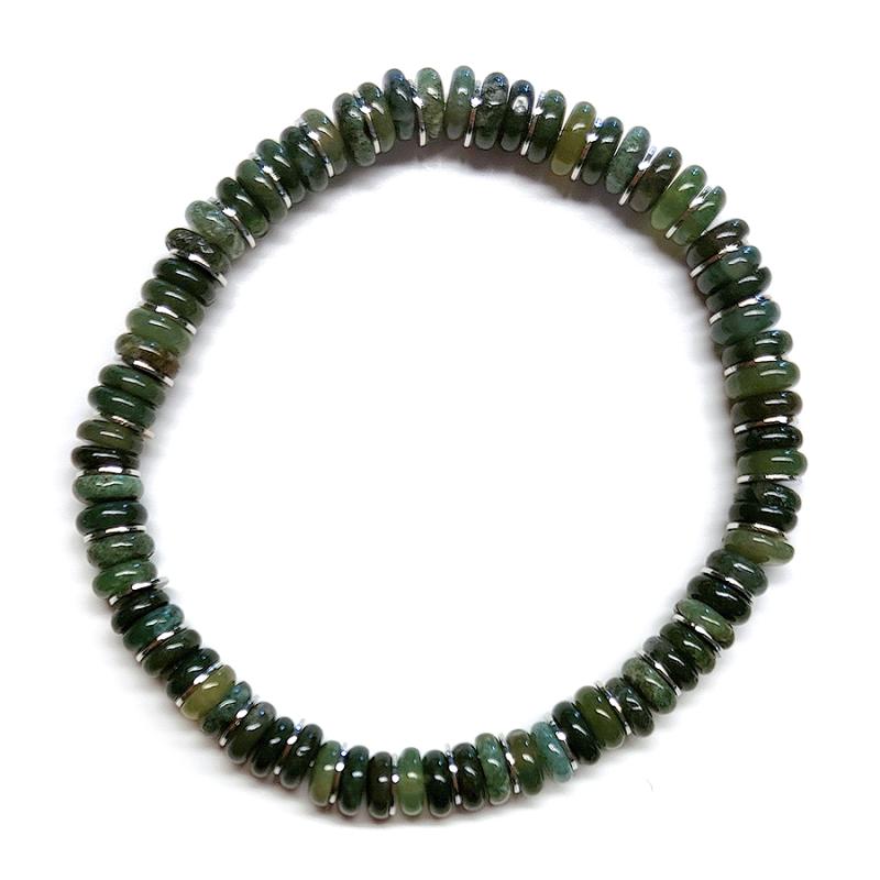 Pulsera grande Ágata Musgo (6mm).