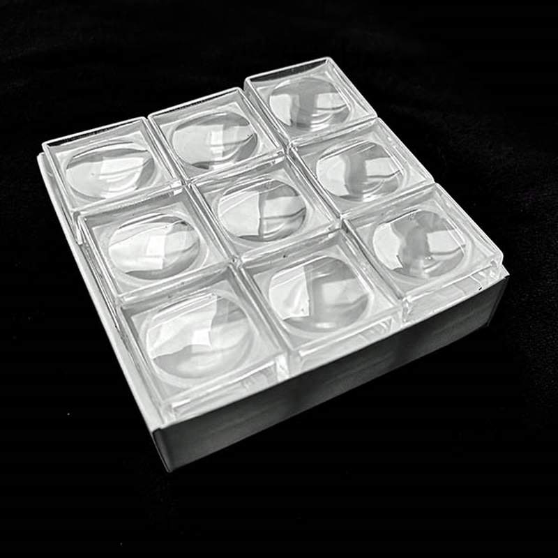 Plastic magnifying box 25x25x25mm. Set 9Un