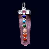 Colgante Punta Cuarzo Rosa y Chakras
