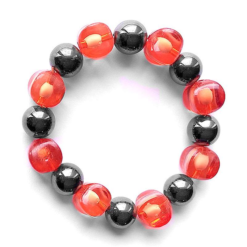 Pulsera Magnética Cristal G. Rojo. Set 10un