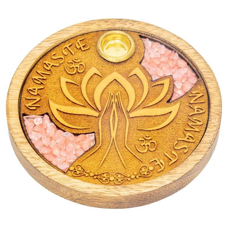 Incensario Flor de Lotus y Cuarzo Rosa.