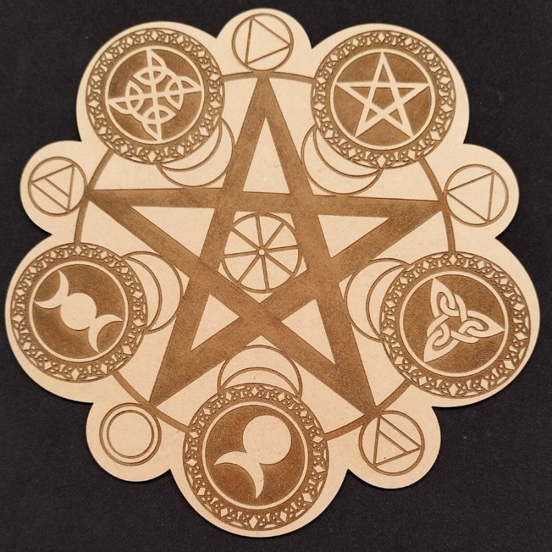 Moon and Stars Symbol in wood (20cm).
