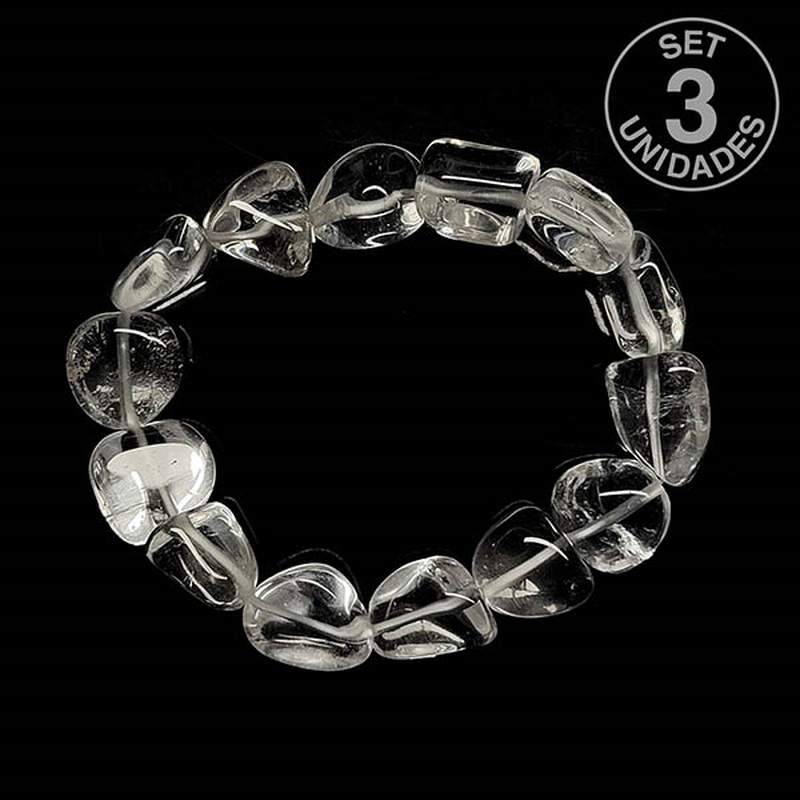 Pulsera Cristal de Roca Rodado Irregular (set 3u.)