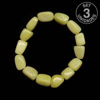 Pulsera Jade Amarillo Rodado Irregular (set 3u.)