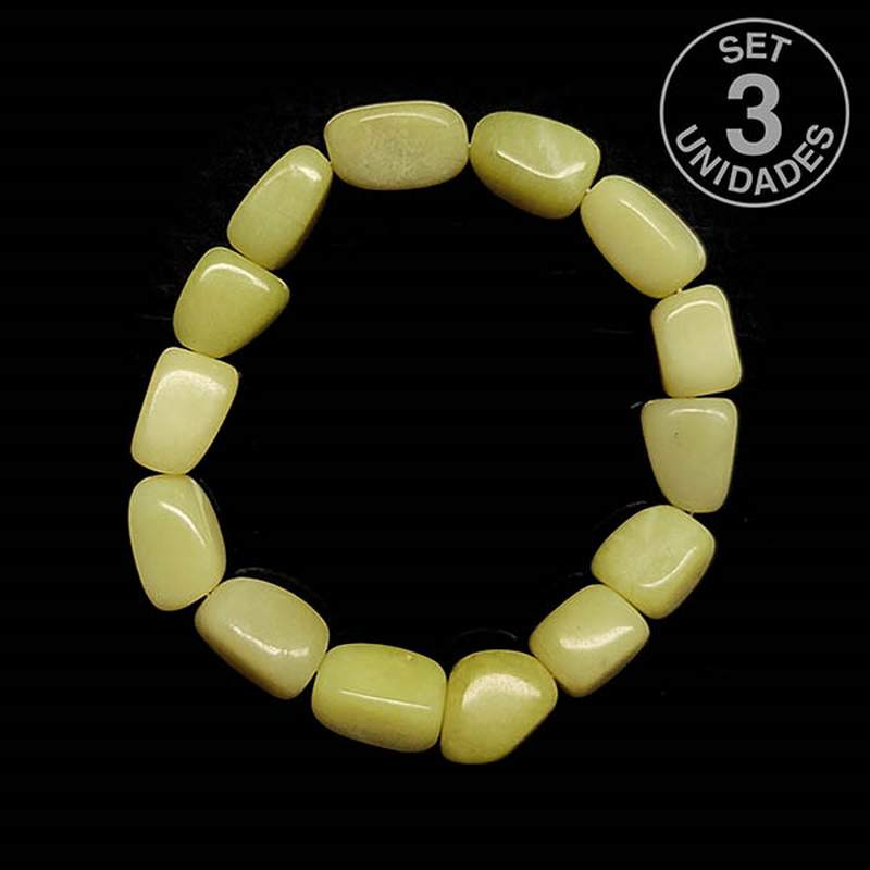 Pulsera Jade Amarillo Rodado Irregular (set 3u.)