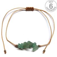 Pulsera de chip de Aventurina en hilo beige ajustable. Set 6 Un.