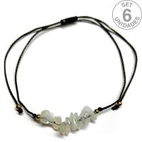 Pulsera de chip de Jade en hilo negro ajustable. Set 6 Un.