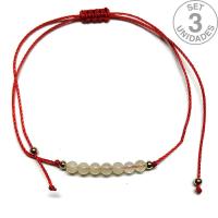 Bracelet en perles de Jade de 4 mm sur fil noir réglable. Set 3 Un.