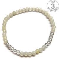 Bracelet en Jade et Cristal de Roche (Boule 4mm). Set 3 Un.