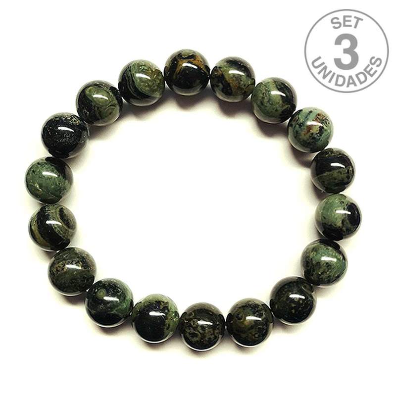 Kambaba Jasper Bracelet Beads 10mm. (Set 3u)