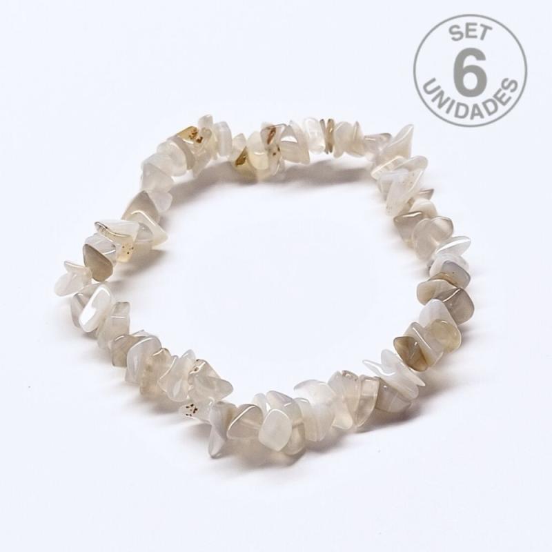 Banded Agate Chip Bracelet. Set 6 Un.