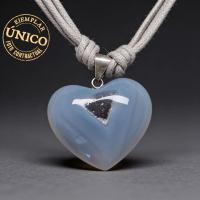 Collar Ágata Corazón (engarces plata)