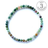 Pulsera Agata India bola 4 mm. Set 3 Un.