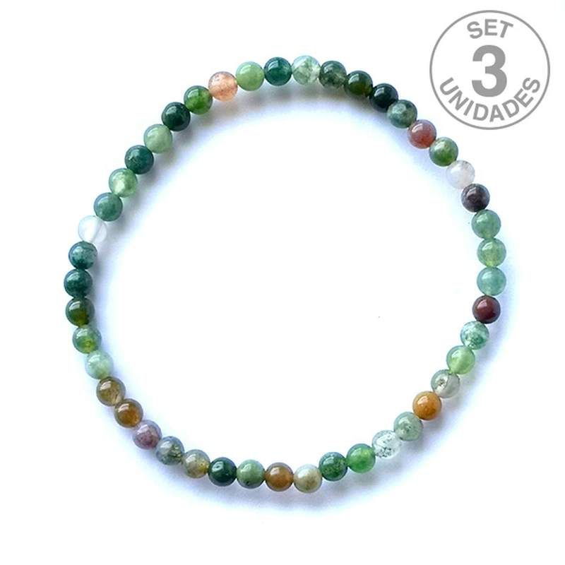 Indian Agate Bracelet Bead 4mm. Set 3 Un.
