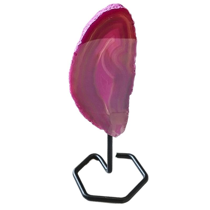Feuille d'Agate Rose avec pied en métal