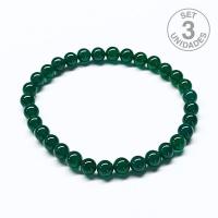 Pulsera Ágata Verde (Bola 6mm). Set 3 Un.