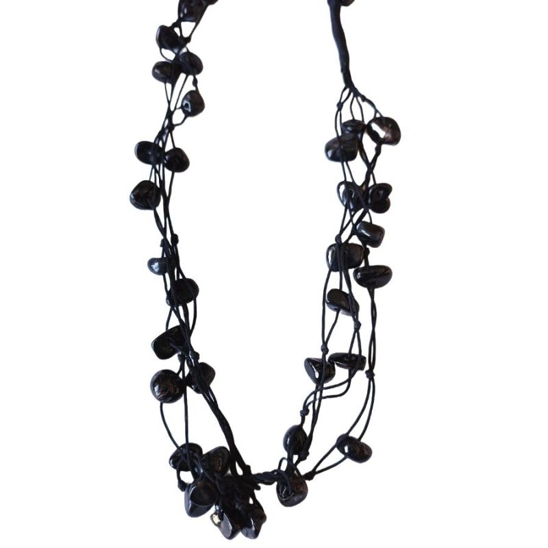Collar de Ágata Negra Rodada. Set 5 un.