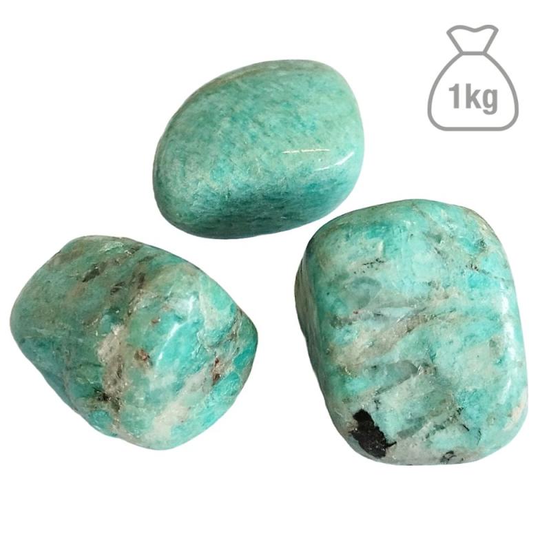 Amazonite Pierre Roulée Grande (Chine). Sac de 1kg