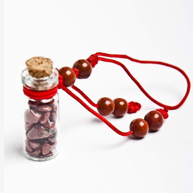 Amuleto Botella Jaspe Rojo. Set 10un