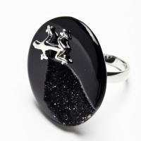 Anillo Ágata Negra Forma Ovalada