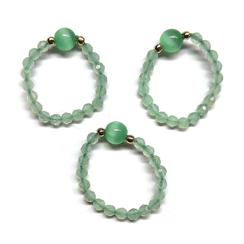Green Agate Ring (Ball 4mm). Set 3 Un.