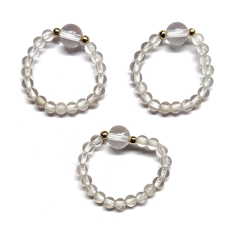 Rock Crystal Ring (Ball 4mm). Set 3 Un.