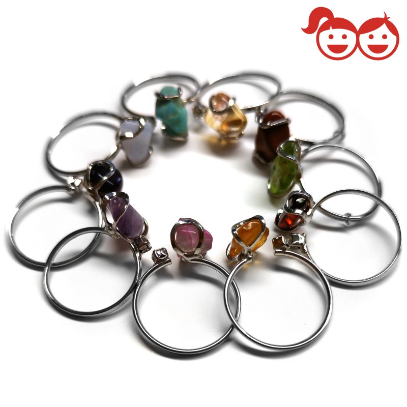 Anillo adaptable con Mineral. Set 10 Un.