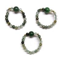 Anillo Ágata Musgo (Bola 4mm). Set 3 Un.
