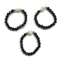 Anillo Nácar y Obsidiana Negra (Bola 4mm). Set 3 Un.