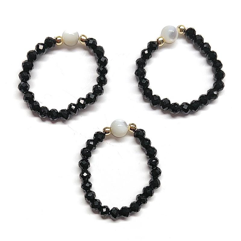 Nacre and Black Obsidian (Ball 4mm). Set 3 Un.