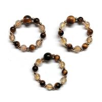 Anillo Ojo de Tigre y Cuarzo Rutilado (Bola 4mm). Set 3 Un.