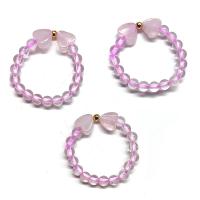 Anillo Cuarzo Rosa corazones (Bola 4mm). Set 3 Un.
