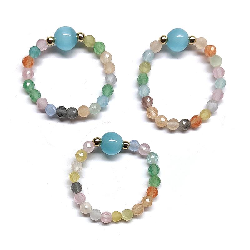 Assorted Mineral Ring (Ball 4mm). Set 3 Un.