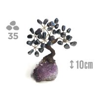 Árbol Hematite (35 piedras) y base drusa Amatista.