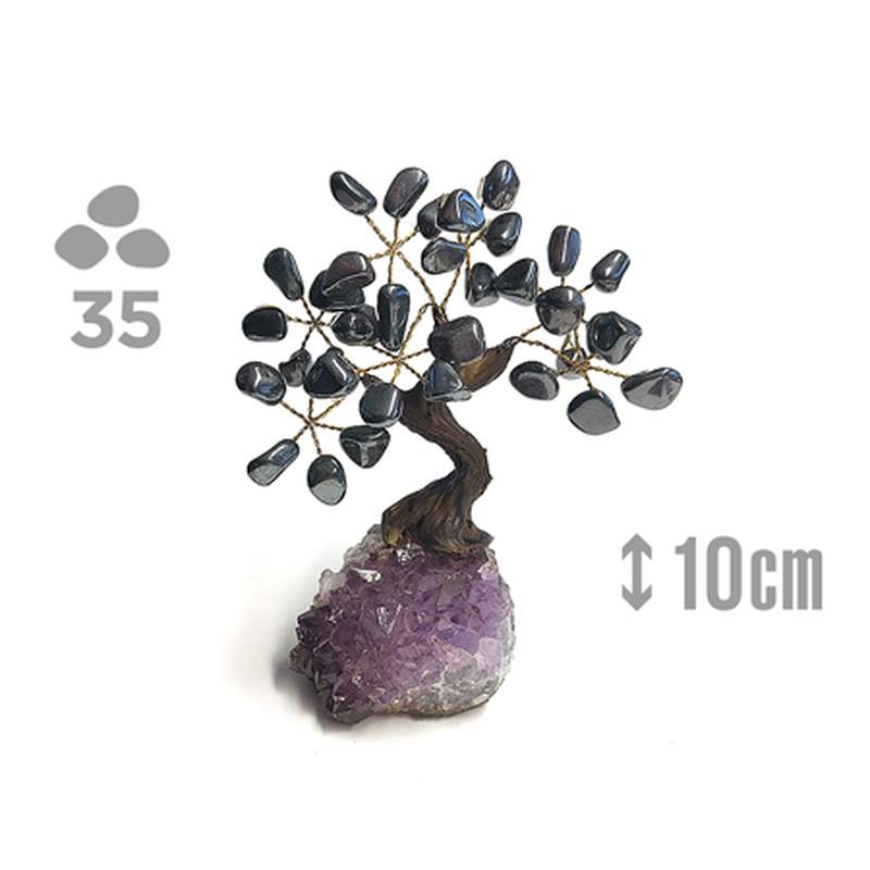 Hematite Stone Tree (35 stones) and Amethyst druse base.