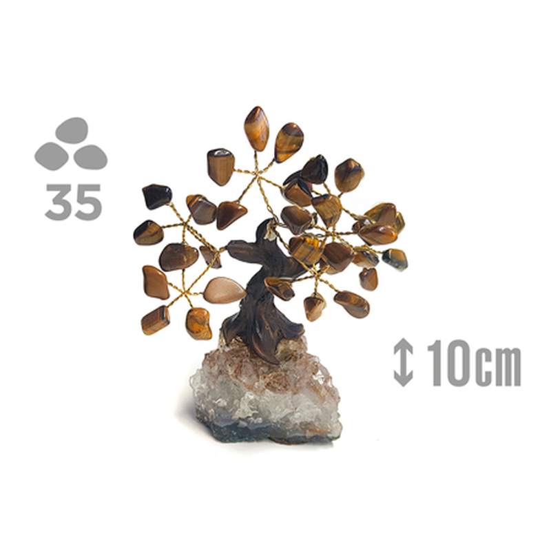 Tiger Eye Stone Tree (35 stones) and Amethyst druse base.