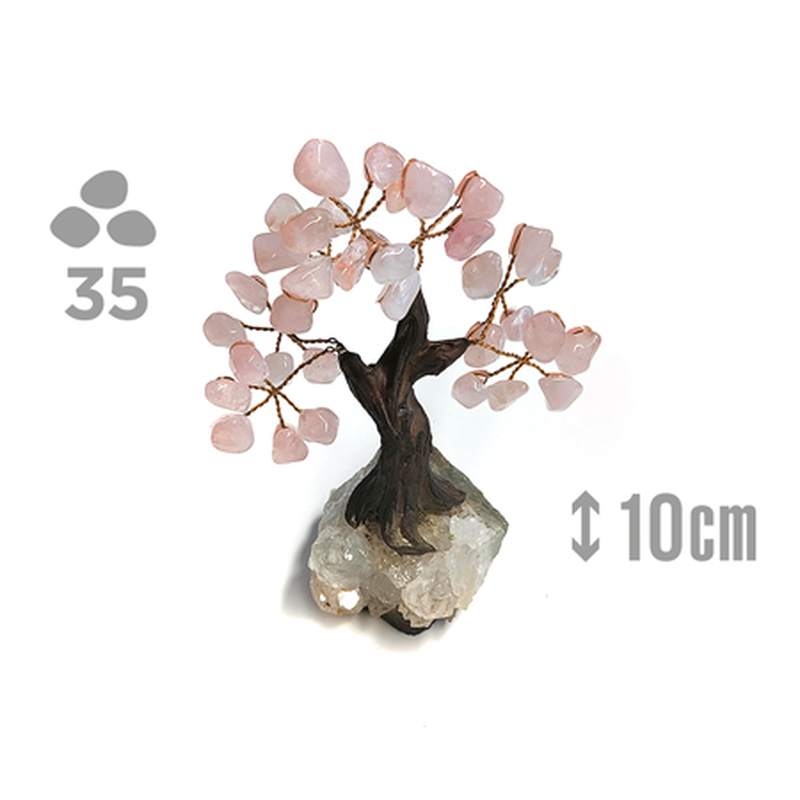 Árbol Cuarzo Rosa (35 piedras) y base drusa Amatista.